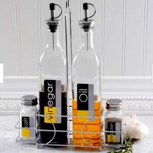 General Store 4-Piece Glass Condiment Set with Wire Caddy
The stainless-steel